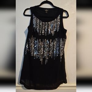 Womens  Black and Silver Sequin Dress